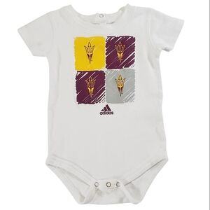 K1289 * Adidas Boys Arizona State Sun Devils Bodysuit White Red Size 12M